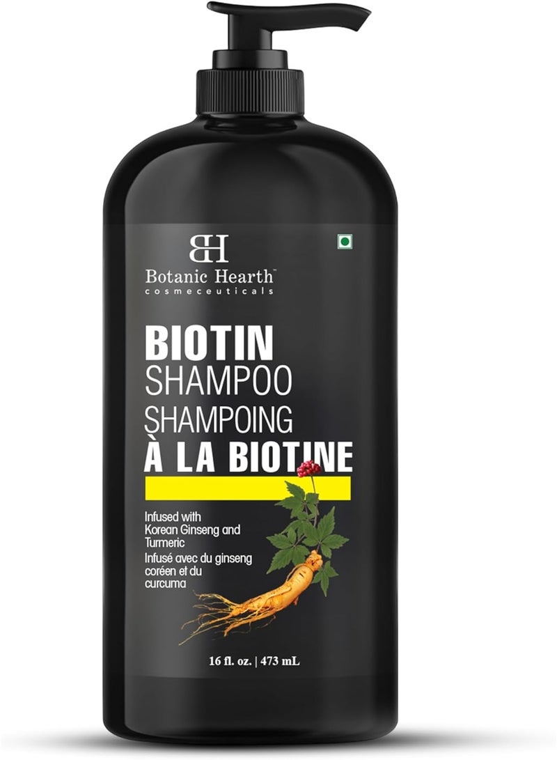 Botanic Hearth Biotin Shampoo | Infused With Korean Ginseng & Turmeric For Stronger, Thicker | Looking Hair | Sulfate & Paraben Free | 16 Fl. Oz